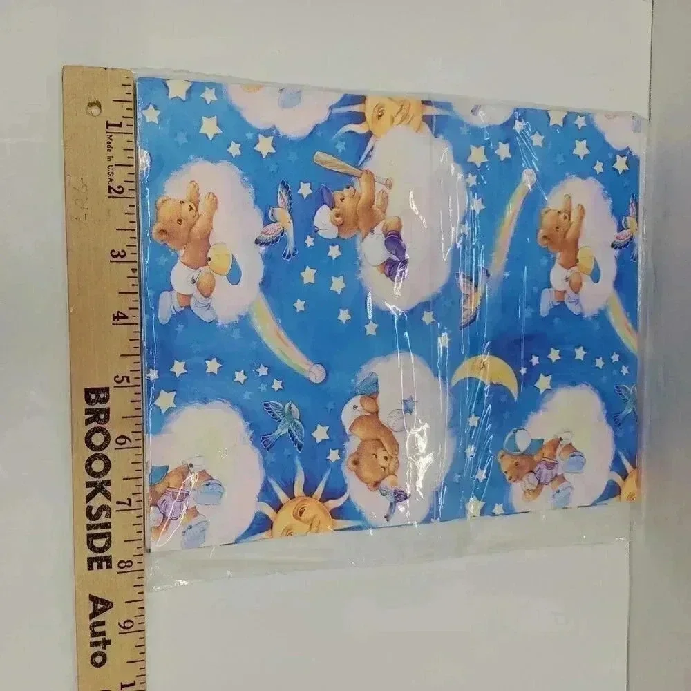 Vintage American Greetings Baby Boy Bear Gift Wrap 8.33 sq. ft. New in Package